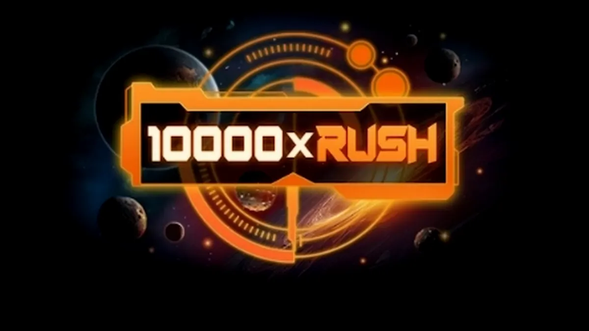 Tampilan antarmuka permainan slot 10000 x Rush yang minimalis
