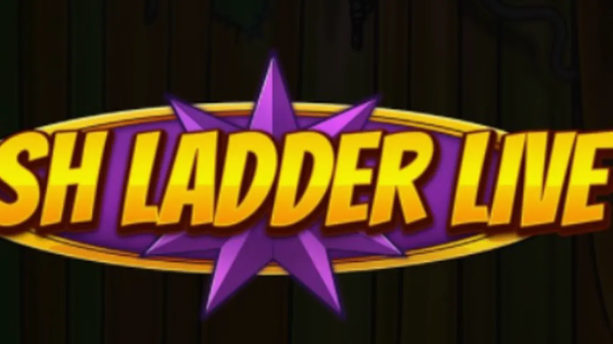 Tampilan visual slot Cash Ladder Live dengan latar belakang studio televisi yang glamor.