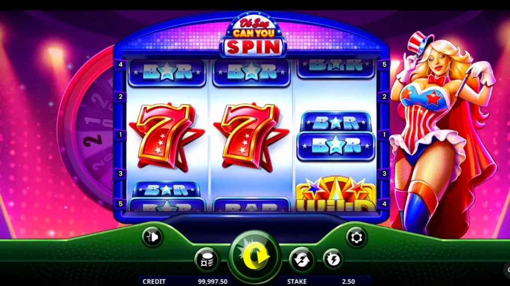 Slot Oh Say Can You Spin dengan tema patriotik dan roda bonus
