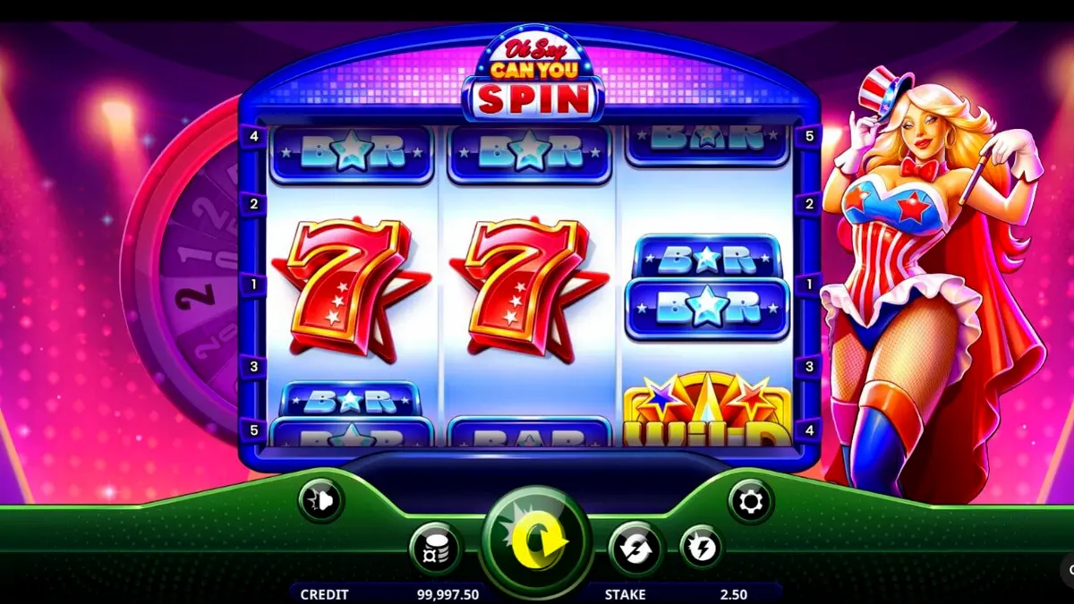 Slot Oh Say Can You Spin dengan tema patriotik dan roda bonus